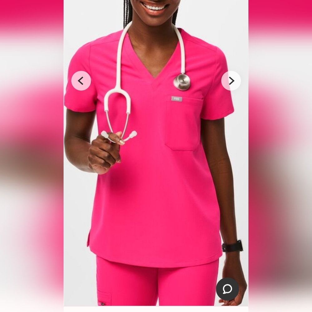 Figs Women's Scrub Top in Hot Pink